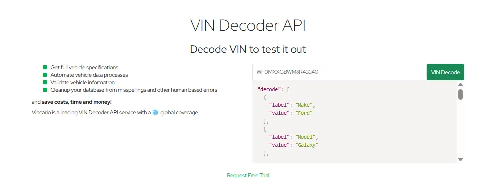 Testing VIN API output