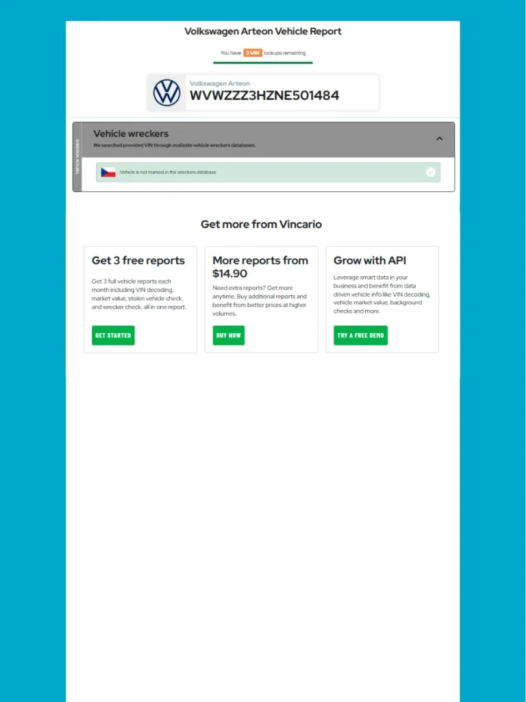 Vincario Vehicle Wrecker Check information